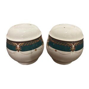 Keltcraft Noritake “Made In Ireland” Green & Gold Trim Salt/Pepper Shakers
